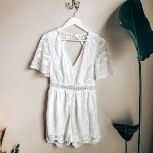 Mi Ami Lace Open Back Romper